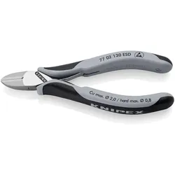 KNIPEX Elektronik-Seitenschneider ESD mit durchgestecktem Gelenk mit Mehrkomponenten-Hüllen 130 mm - 7702130ESD