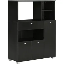HOMCOM Küchenbuffet-Vitrinenschrank Mikrowellenständer Schublade Regale Schwarz