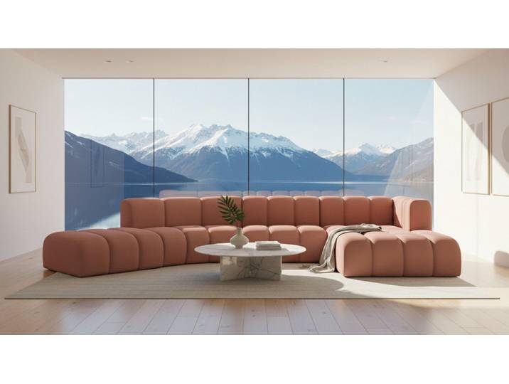 Kaiser Möbel Ecksofa Velours Grand L Round moderne modulare Designer-Sofa, Ecksofa, halbkreisförmiges Design,Premium-Velours Salvador
