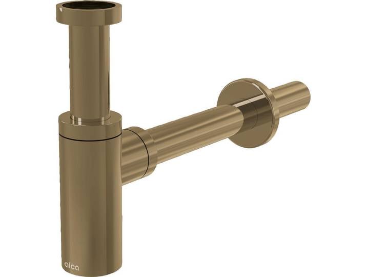 AlcaDrain Siphon design 1 1/4\ rond\, tout métal or brossé mat