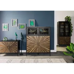 Highboard Sheesham 120x45x145 schwarz lackiert SUN #103