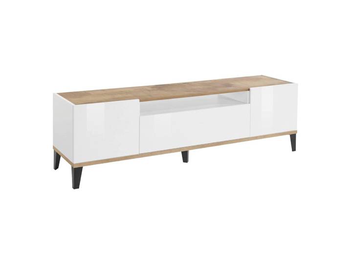 Meuble tv en bois blanc laqué