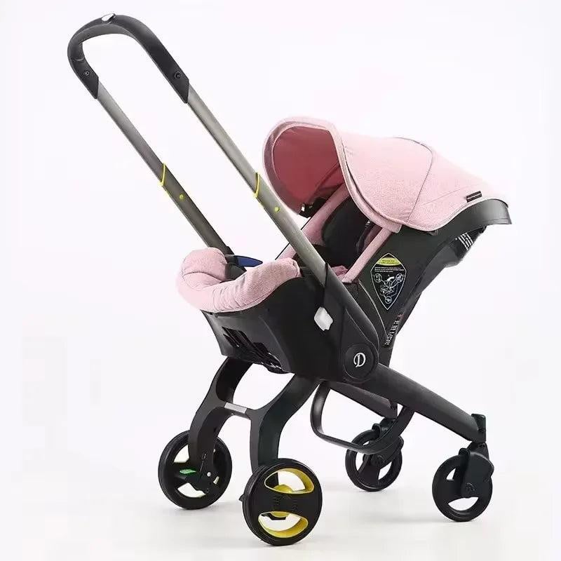 Selius Kinderwagen 3-in-1 - Lichtgewicht en opvouwbare reiskinderwagen in roze