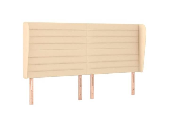 KTHLBRH Kopfteil für Ohren, Creme, 183 x 23 x 118/128 cm, aus Stoff 100% Polyester, Beine aus Lärchenholz, höhenverstellbar, Rückenunterstützung, 2 Ohren inklusive