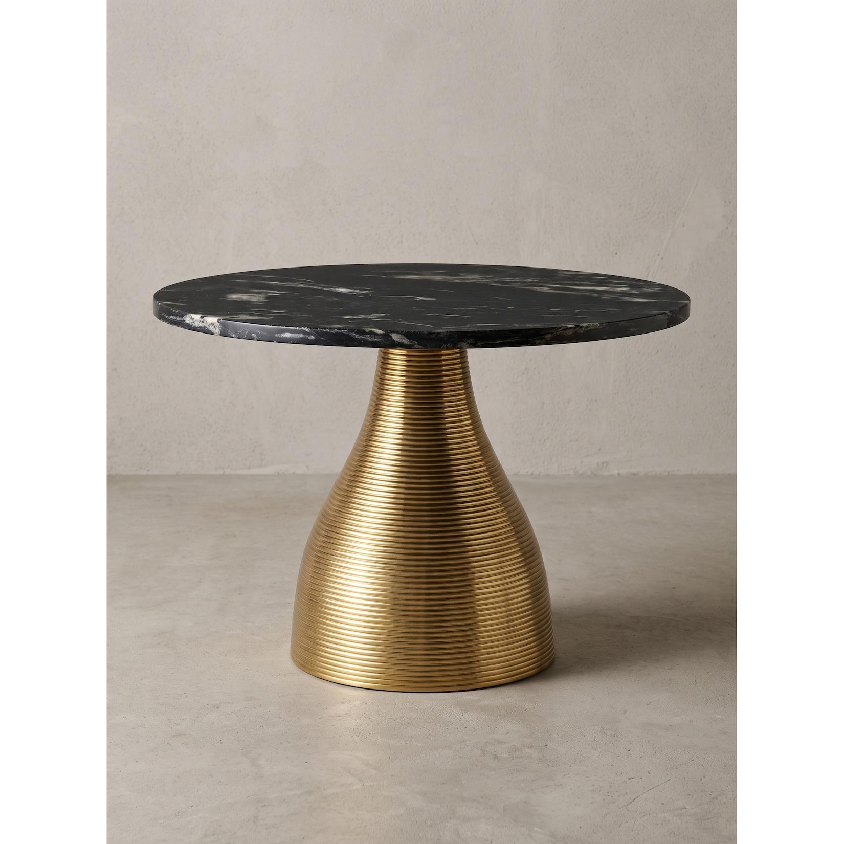 Couchtisch Marmor Schwarz-Gold Ø 60x40 cm - TORMES Kadima Design
