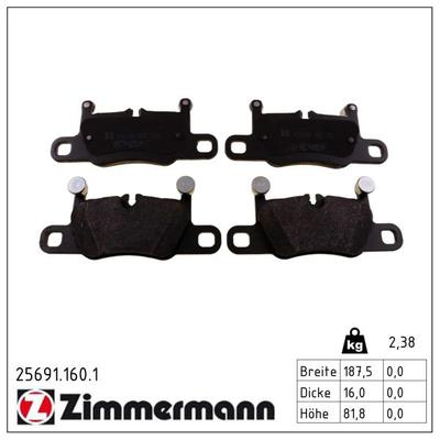 ZIMMERMANN Bremsbelagsatz, Scheibenbremse 25691.160.1 Hinterachse für Porsche