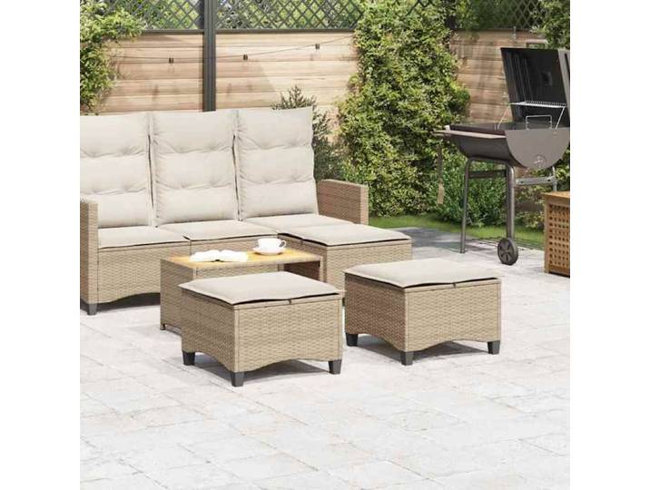 Promo printemps Petit fauteuil/chaise de balcon - SOLOMON - Tabourets jardin coussins 2pcs beige 55x55x36 cm résine tressée - S7496
