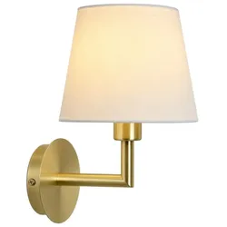 Relaxdays Wandlampe Stoff & Metall Weiß,Gold