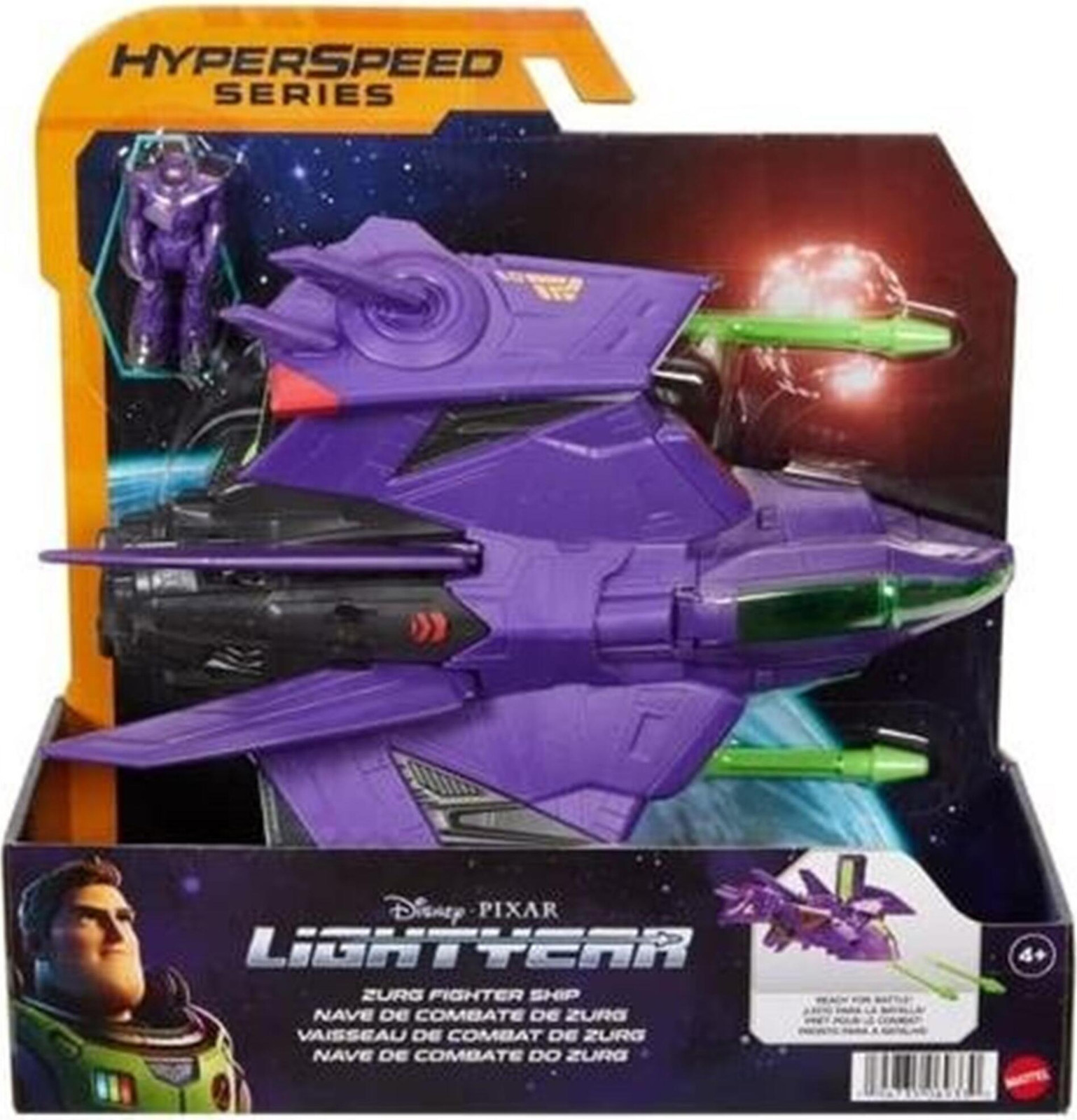 Mattel Disney Pixar Lightyear Hypersnelheid Zurg-gevechtsvliegtuig Speelgoedvoertuig