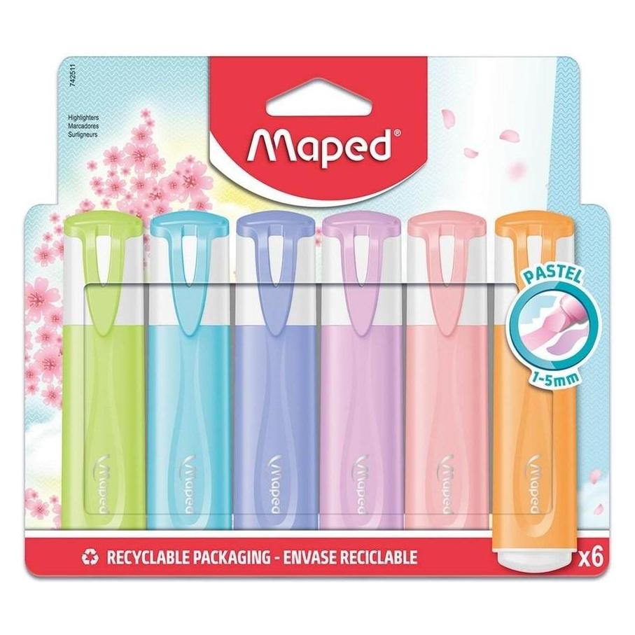 Maped Fluo Peps pastell Textmarker farbsortiert, 6 St. (6x) (742511)