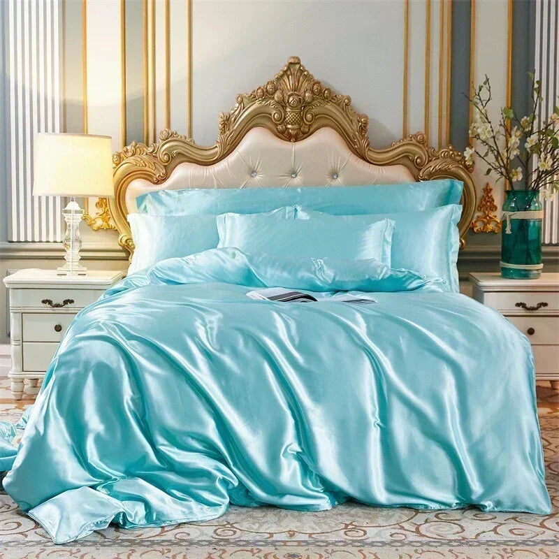 La parure de lit Parure de Lit en Satin turquoise - 50x75 cm 220x220 cm