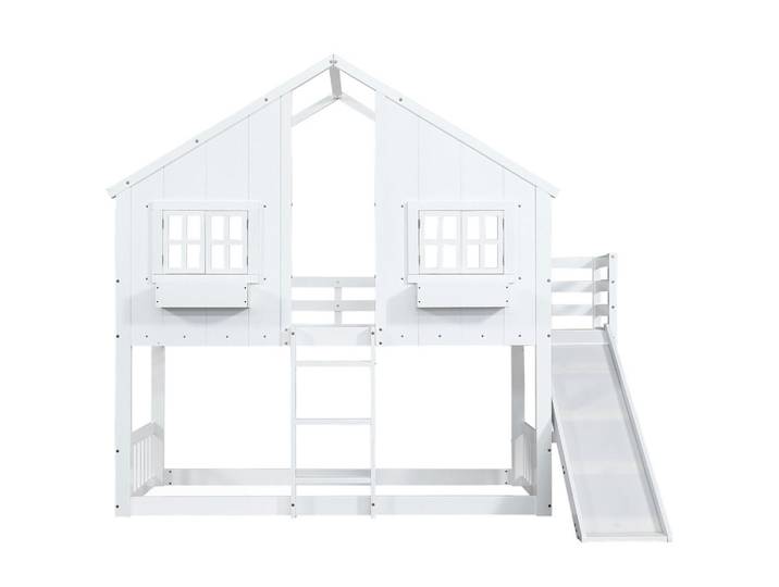 Komhtom Hausbett 90x200cm mit Mit Kinderrutsche in Weiß, Holz, Mode, 90x200 cm, Babymöbel & Kindermöbel, Kinderzimmer & Jugendzimmer, Kinderbetten, Spielbetten