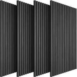 TecTake GmbH tectake Akustikpaneele Sonic Wall Holzoptik - 4er Set Eiche schwarz