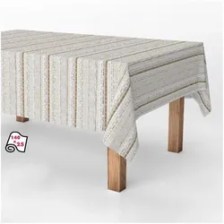 Exma, Tischdecke, Beige stripes stainproof tablecloth roll 1.40 x 25 m