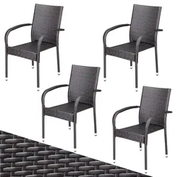 Polyrattan Stapelstuhl Comfort 4er-Set Braun