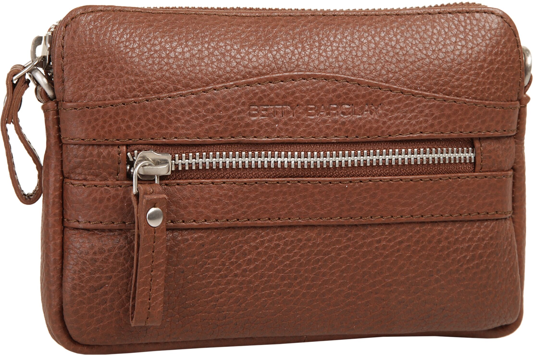 Abendtasche BETTY BARCLAY "BETTY BARCLAY Damen echt Leder", Damen, Gr. B/H/T: 18cm x 12cm x 3cm onesize, braun (cognac), Leder, Strukturmuster, Taschen Abendtasche, echt Leder cognac B/H/T: 18cm x 12cm x 3cm onesize
