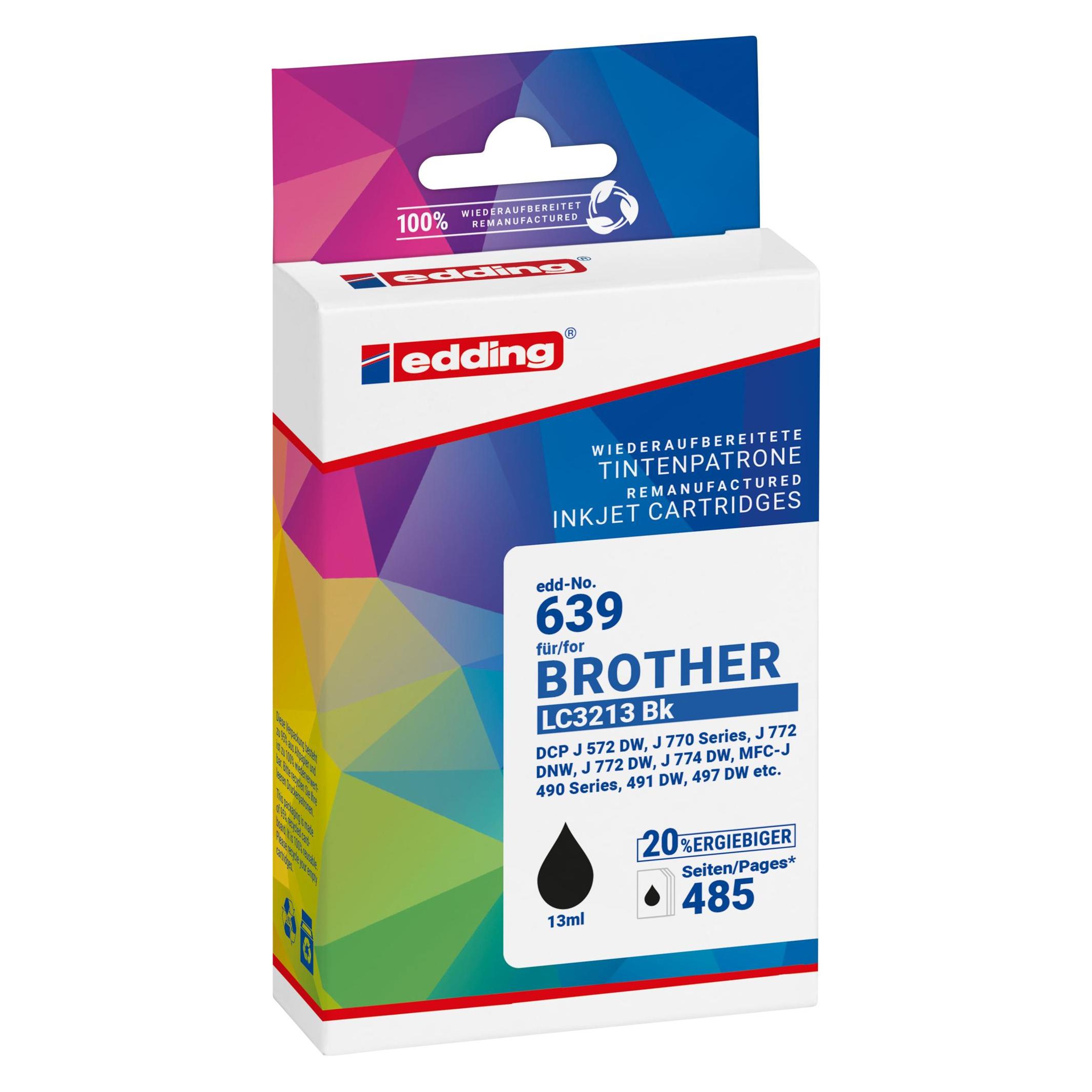 Edding EDD-639 schwarz Druckerpatrone kompatibel zu brother LC3213BK (BK) (18-639)