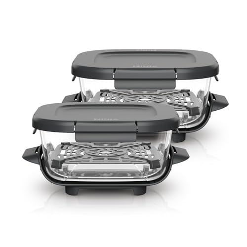 Ninja Crispi TempWare Vierkante Glazen Containers 1,4 l - 2 stuks - Transparant