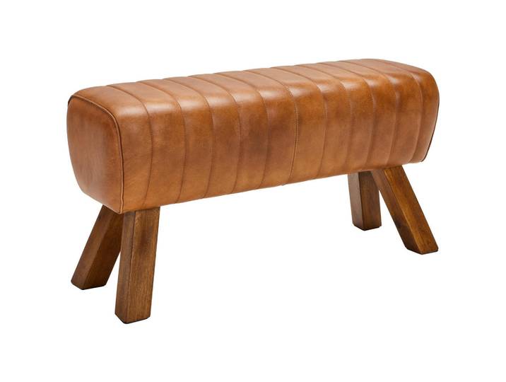 Livetastic Hockerbank, Braun, Holz, Echtleder, Ziegenleder, Mangoholz, massiv, Lederoptik, 90x46x30 cm, Typenauswahl, Schlafzimmer, Bettbank