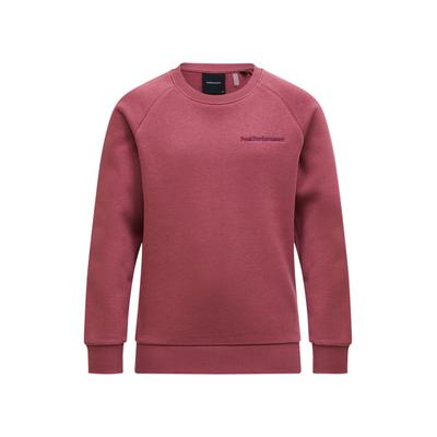 Sweatshirt PEAK PERFORMANCE "Jr Original Small Logo Crew", Gr. 160, rosa (rotviolett), 80% Baumwolle, 20% Polyester, unifarben, normal normal, Sweatshirts Sweatshirt, mit sportivem Design