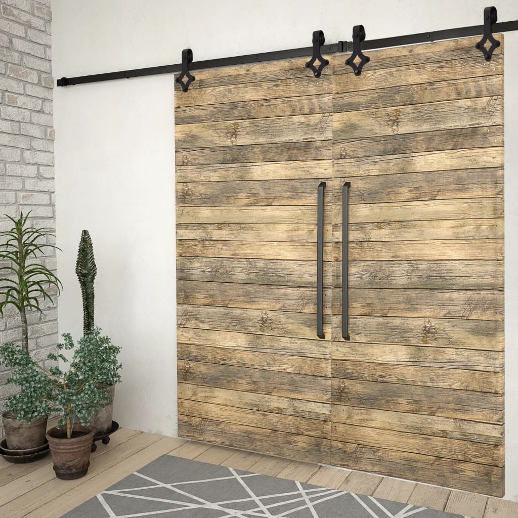 vidaXL Kits de fixation pour porte coulissante 2 pcs 200 cm Acier Noir