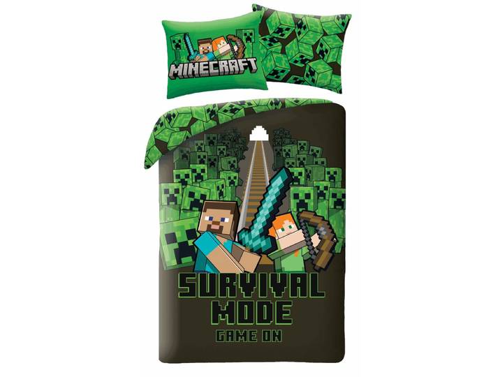 Minecraft Dekbedovertrek Survival Mode - 140 x 200 + 70 x 90 cm - Polyester