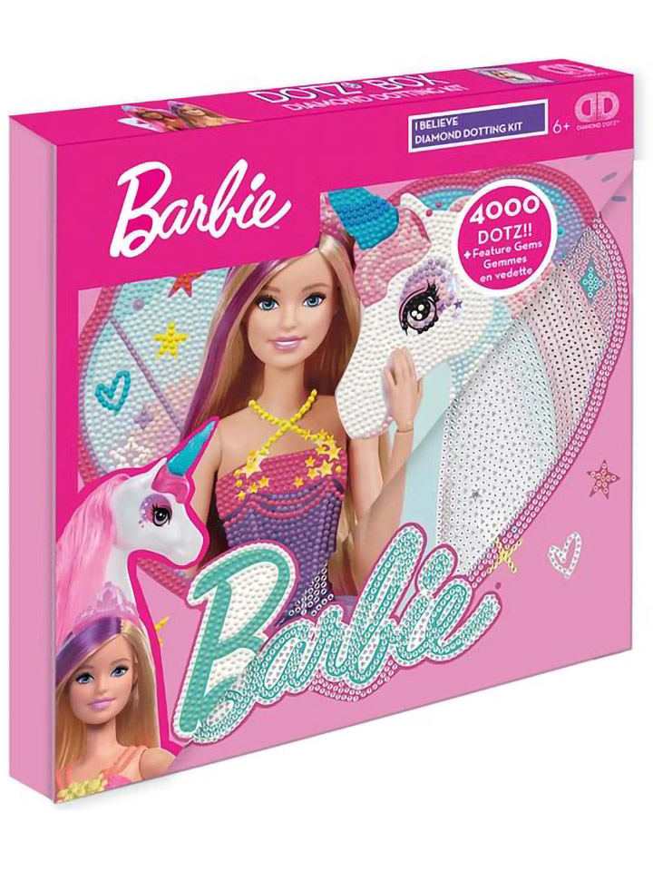 DIAMOND DOTZ Kreativset "Diamond Painting Barbie mit Einhorn" - ab 6 Jahren - onesize