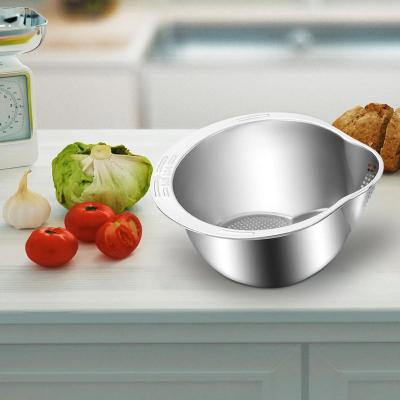 Inspire Select Stainless Steel Slanted Rice Strainer Bowl Multi Use Colander For Washing Rice, Pasta & Vegetables silver