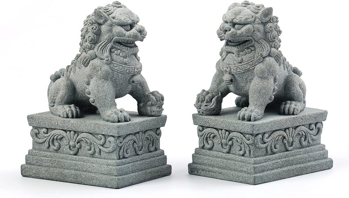 Chinese Foo Dogs Statuettes - Feng Shui Guardian Lions voor Decoratie en Bescherming