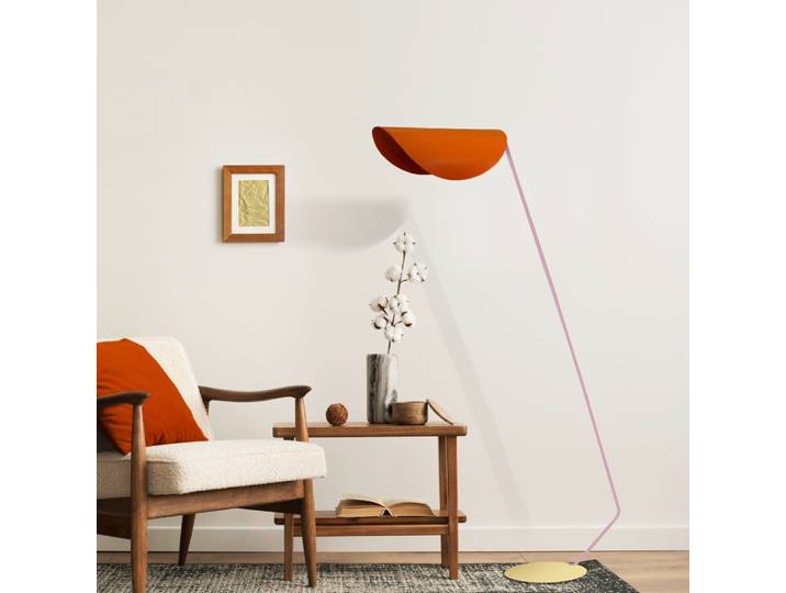 Lampadaire liseuse métal multicolore abat-jour orange