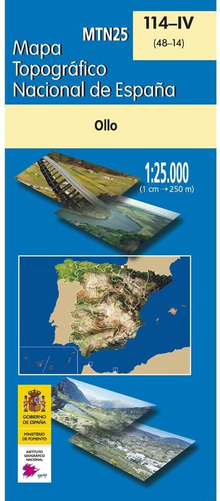 Carte topographique de l'Espagne n° 0114.4 - Ollo   CNIG - 1/25 000
