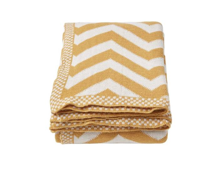 STRICKDECKE 150/200 cm, Zickzack-Muster Baumwolle