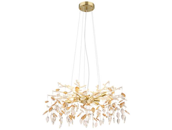 Globo Kronleuchter, Goldfarben, Bernsteinfarben, Metall, Glas, 61x120x61 cm, Lampen & Leuchten, Innenbeleuchtung, Kronleuchter