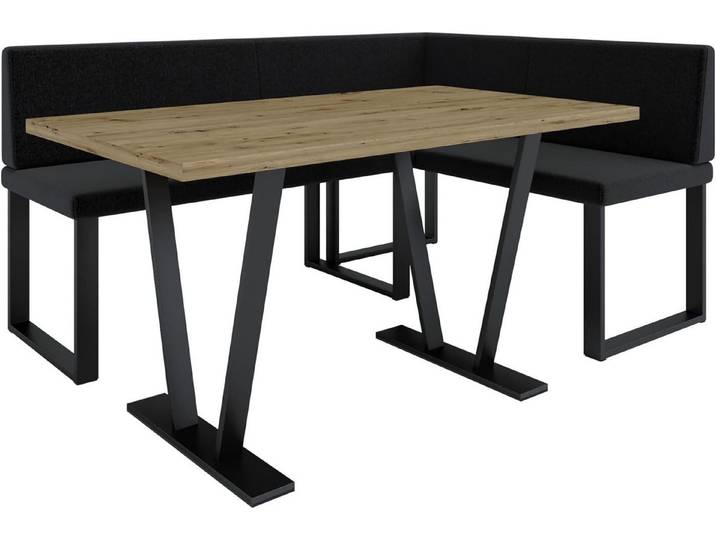 AN FURNITURE STORE Eckbankgruppe Alina Metall mit Tisch, Moderne Sitzecke perfekt für Ihr Esszimmer, Küche (128x168/142x196)