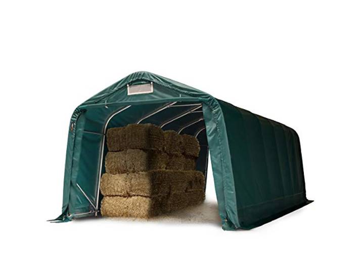 TOOLPORT Robuuste weidetent 3,3x7,2 m weerbestendig PVC-zeil 800N beschutting opslagtent, groen