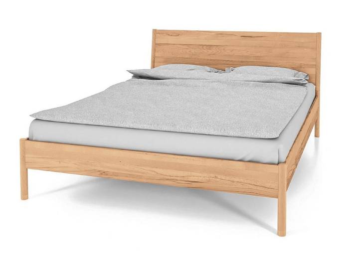 Natur24 Bett Zola Bett Kernbuche massiv bianco 180x200 mit Holzkopfteil