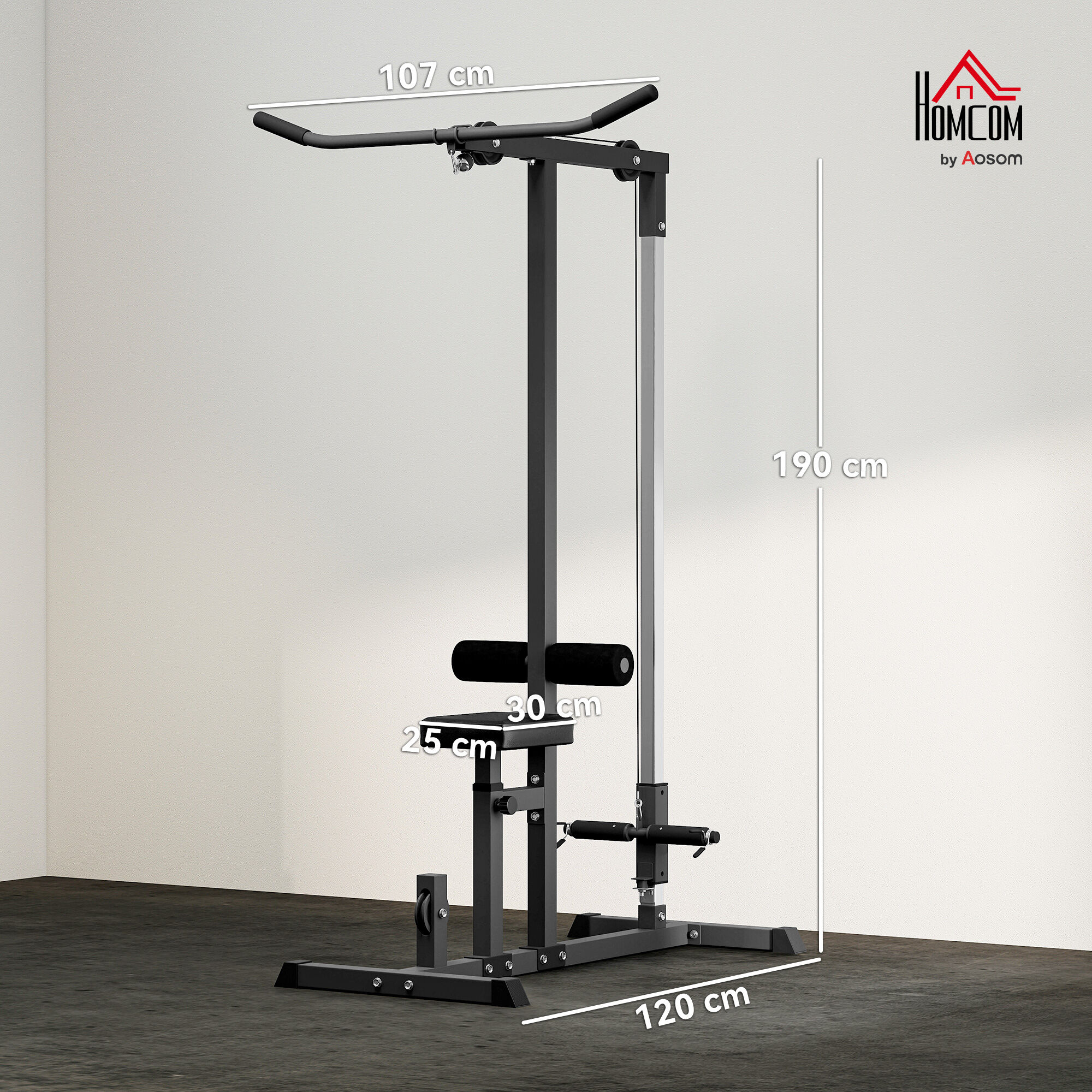 Altro Stazione Fitness Pull Down Da Casa Con Panca E Cavo Regolabile, In Acciaio 107x120x190cm Nero