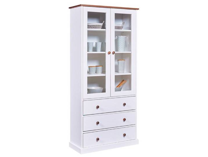 SOCOA - Vitrine 2 Portes 3 Tiroirs en MDF Laqué Blanc