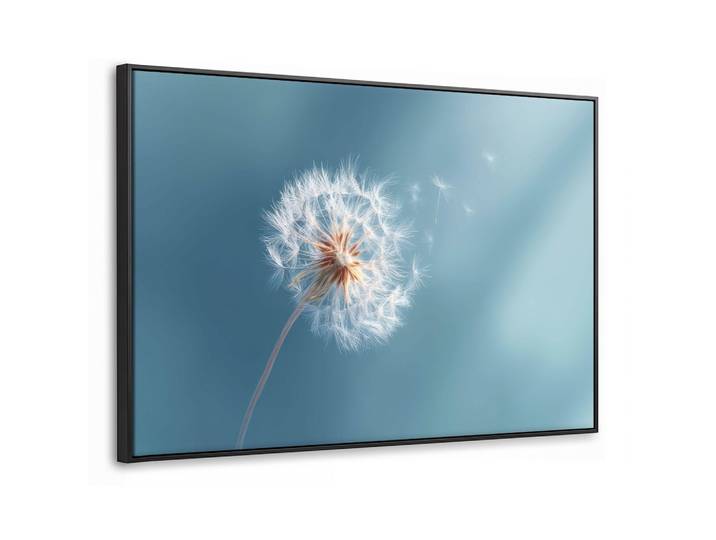 LEINWAND Bilder mit Rahmen - Löwenzahn - Wind - Blau - 150x100