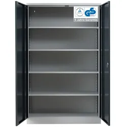 PROREGAL Stahlschrank BEE mit 4 lackierten Fachböden | HxBxT 195x120x42cm | Grau-Anthrazit | Werkstattschrank Werkzeugschrank Aktenschrank