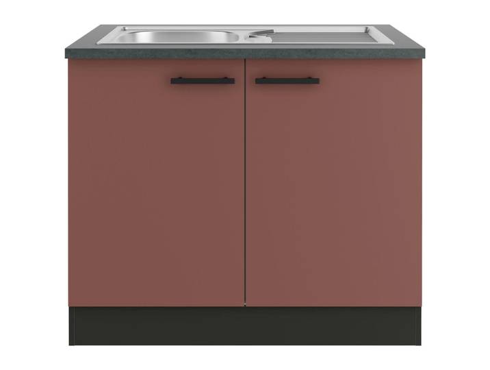 Spülenunterschrank, Rotbraun, 100x84.8x60 cm, Metall, Einzeln Stellbar, Modern, OPTIFIT