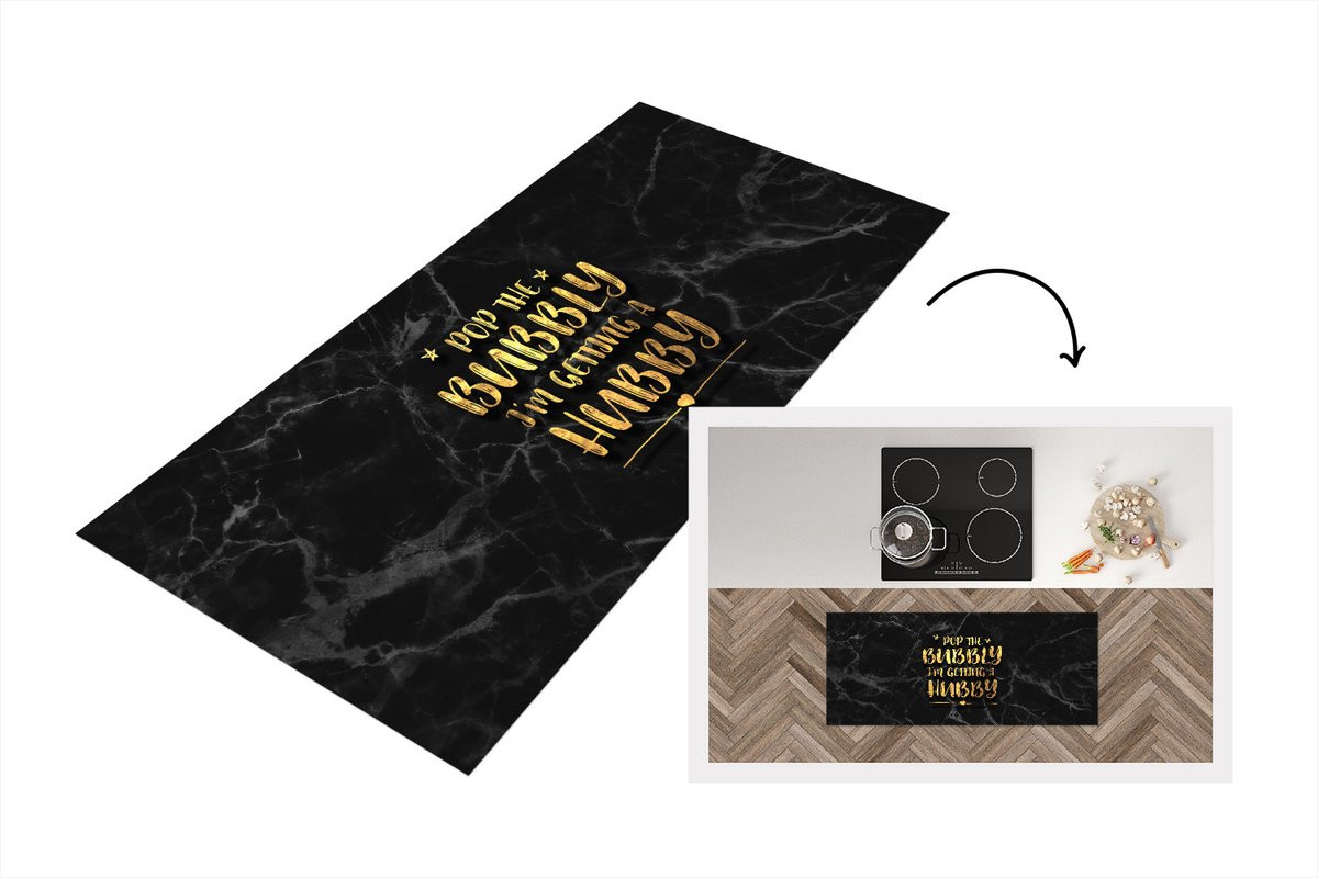 KitchenYeah Keukenloper Quote Bride to be - Goud Marmer - 120 x 50 cm - Vinyl