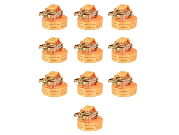 vidaXL Ratschen-Spanngurte 10 Stk. 1 Tonne 6m×38mm Orange