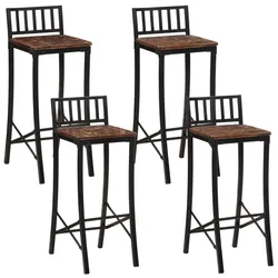 Décoshop26 - Set aus 4 mehrfarbigen Barhockern/Hochstühlen aus Altholz DEC029415 DEC029415