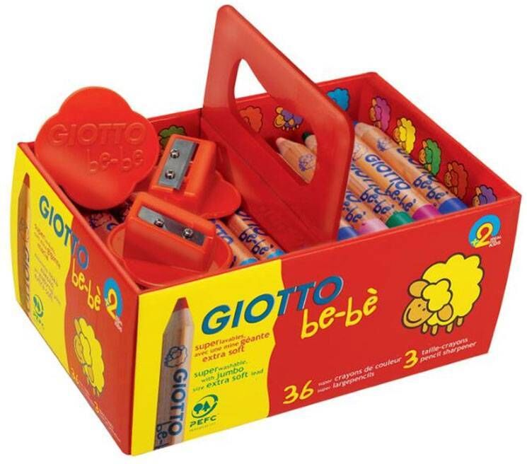 Giotto Schoolpack 36 Crayons de couleurs Maxi + 3 Taille-Crayons