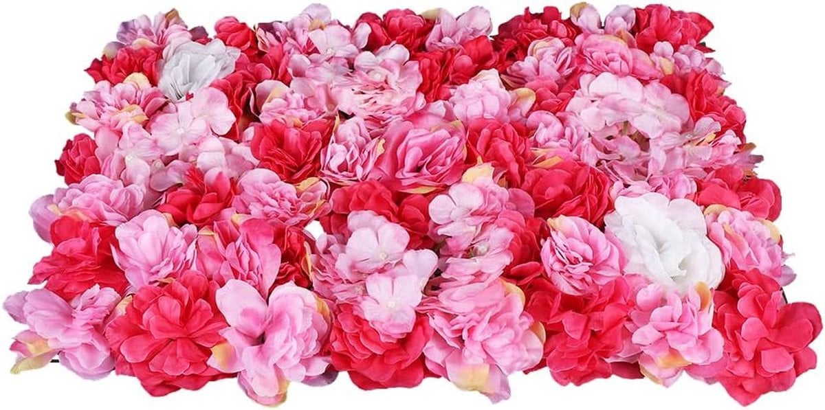 Kunstbloemen Wandpanelen met Realistische 3D Zijden Bloemen voor Feestelijke Decoratie - 60 x 40 cm