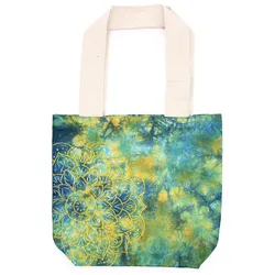 Tye-Dye Cotton Bag (6oz) - 38x42x12cm -  Mandela - Green/Blue - Natural Handle