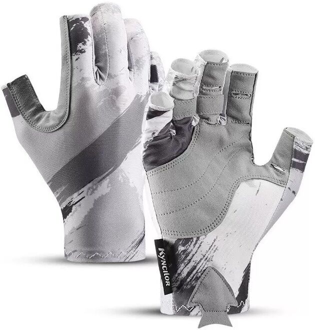 INF Graue Angelhandschuhe - Rutschfeste, verschleißfeste Outdoor-Handschuhe für Angler L