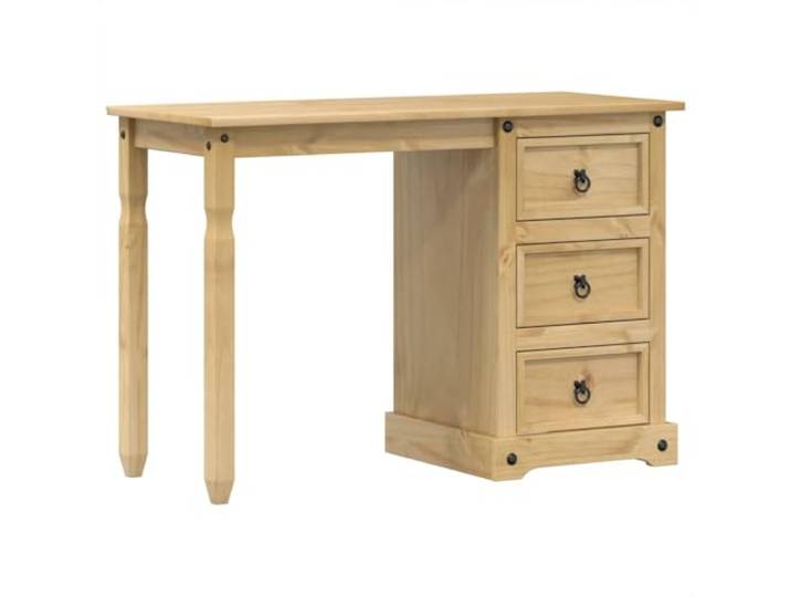 Makastle Schminktisch Massivholz Kiefer 110x47x75 cm Braun 3 Schubladen
