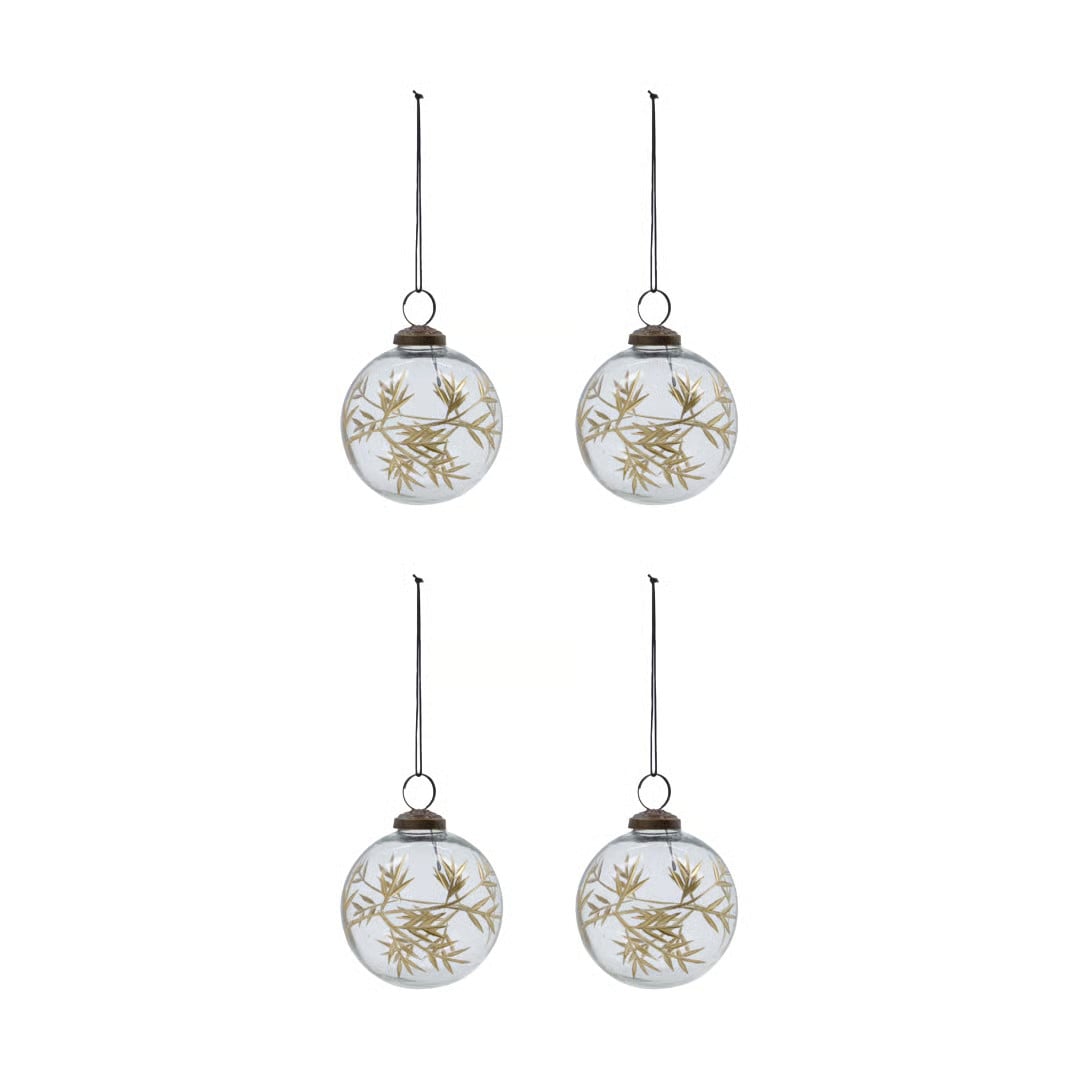 House Doctor Leaf kerstballen 4-pack Klar-goud Ø 7,5 cm